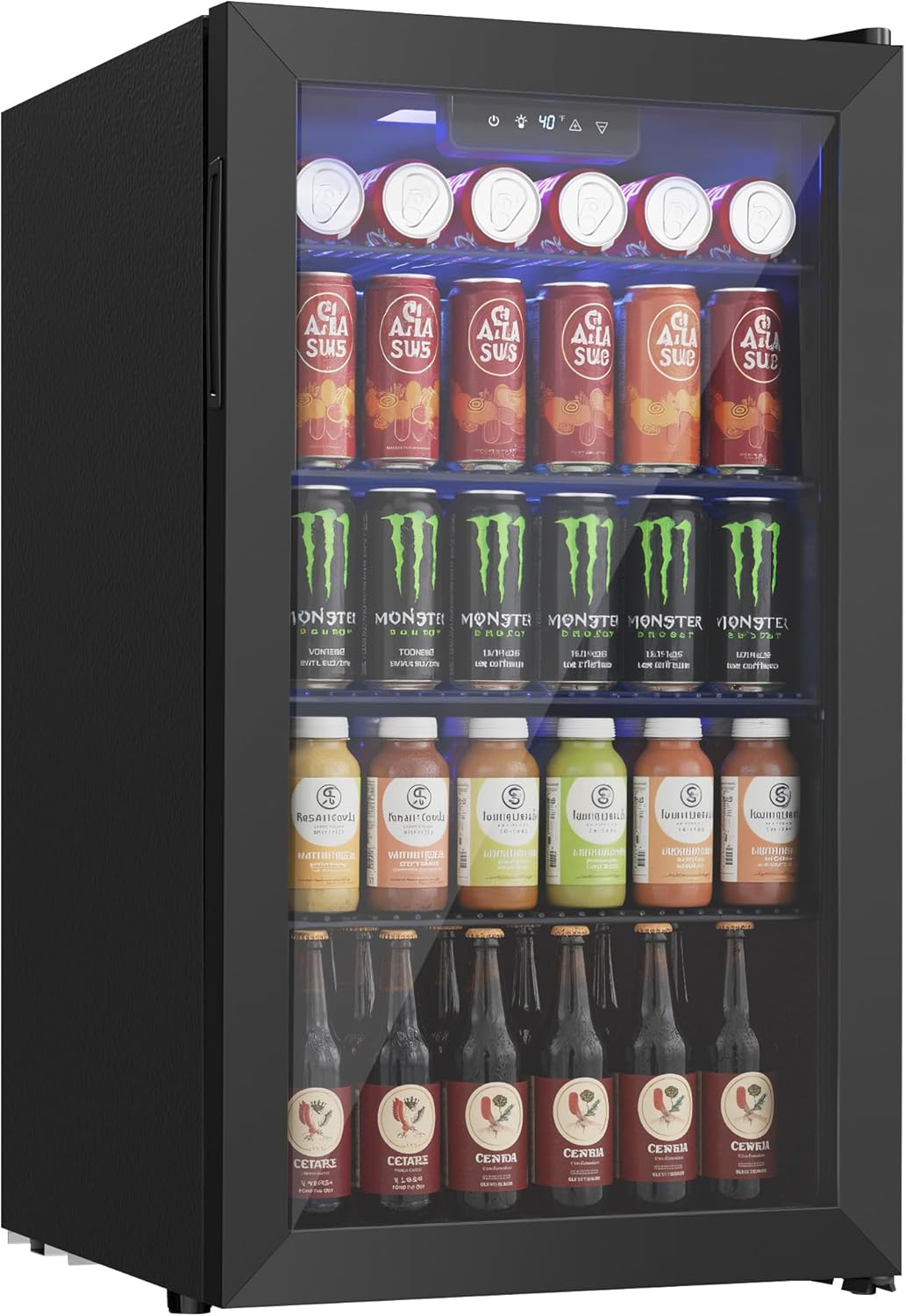 Wine Beer Cooler Fridge - Beverage Refrigerator Cooler, 126 Can Mini