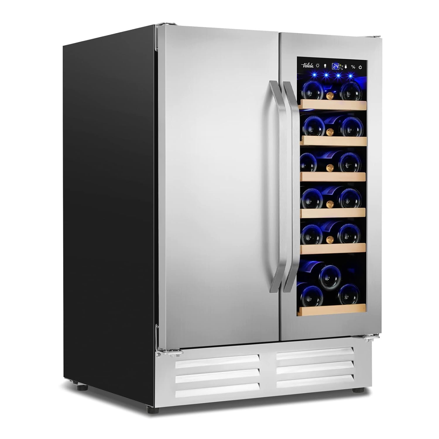 Wine Beer Cooler Fridge - Wine and Beverage Refrigerator,24 Inch Dual