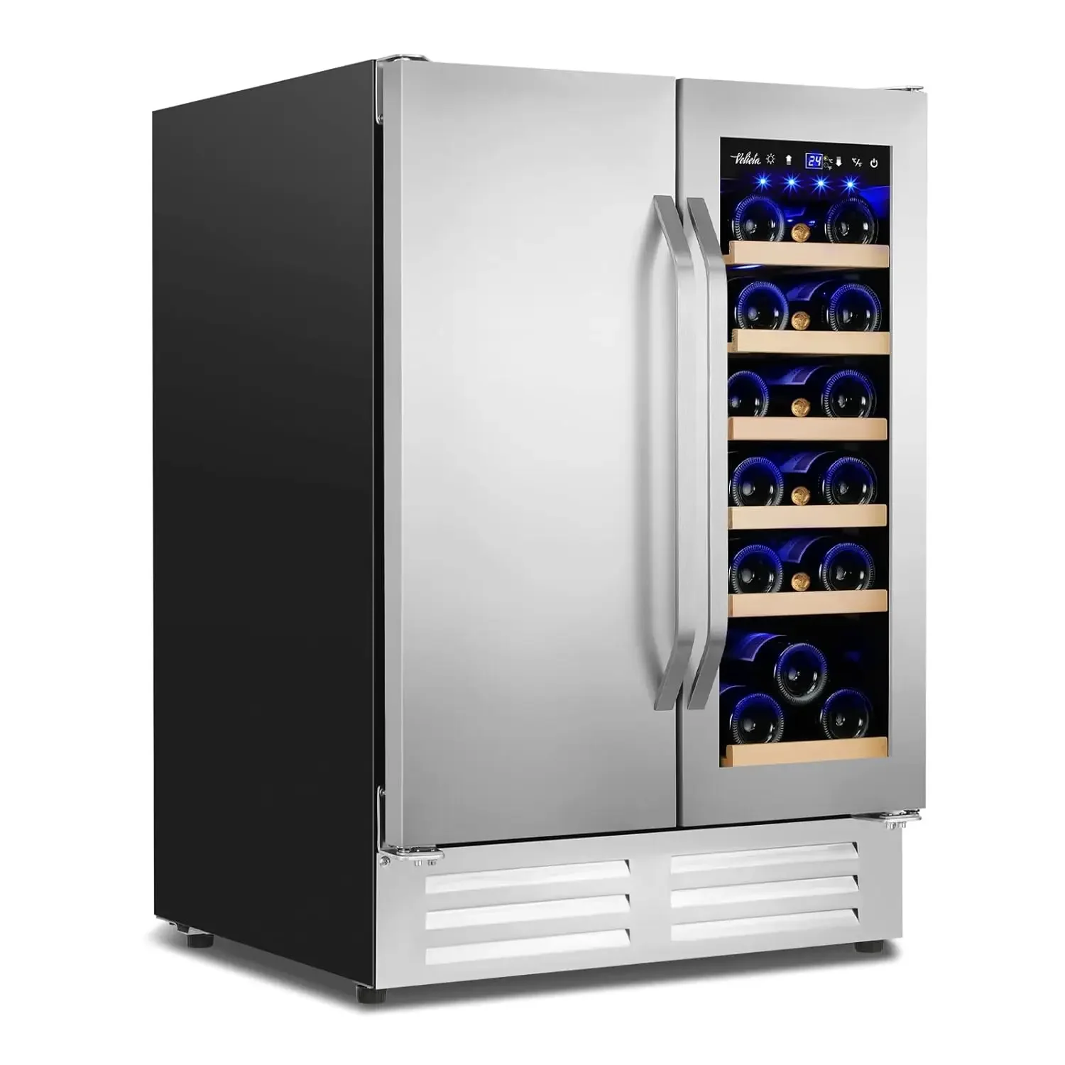 Wine Beer Cooler Fridge - Wine and Beverage Refrigerator,24 Inch Dual