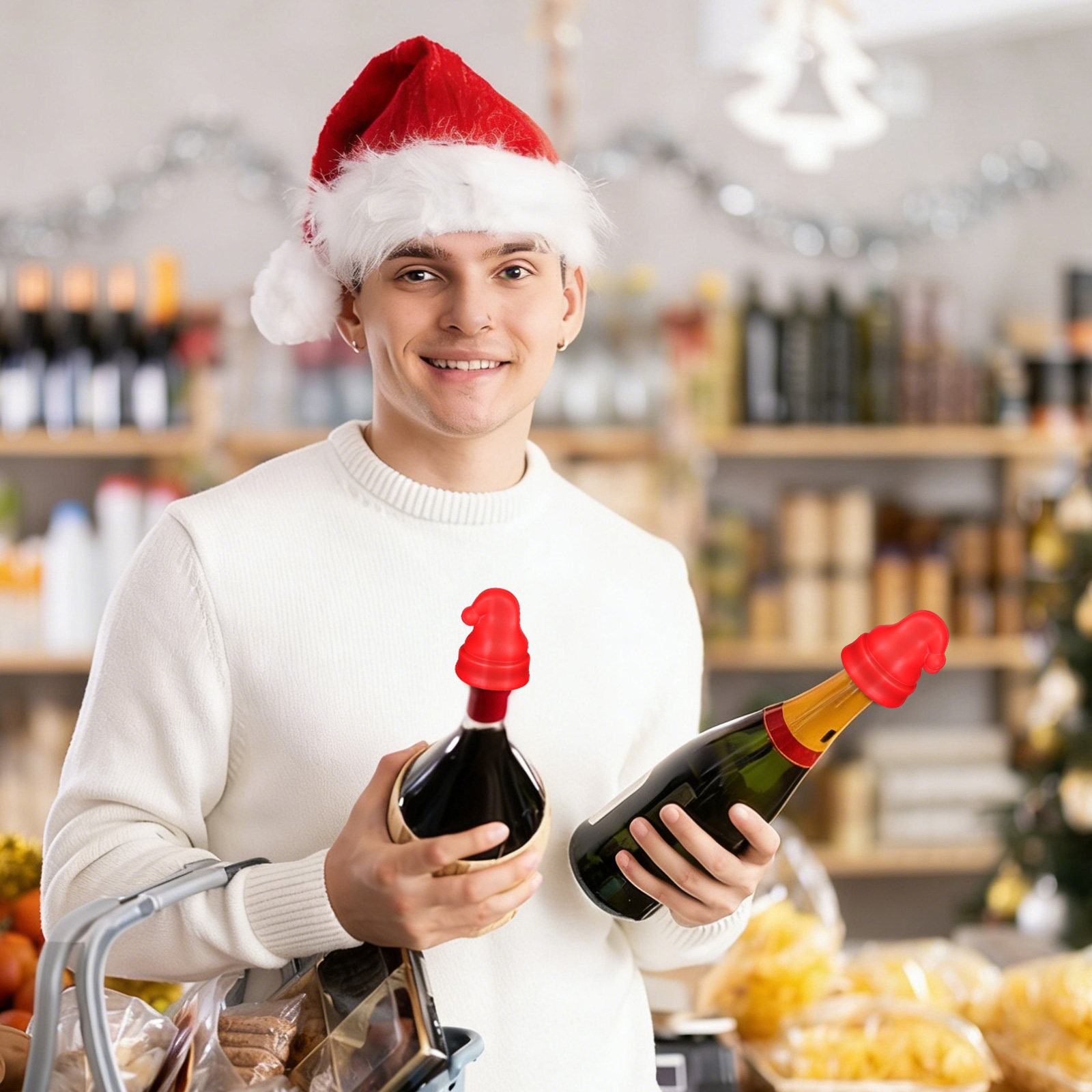 2Pcs Mini Santa Hat Wine Stopp - Wine Beer Hat recension och pris
