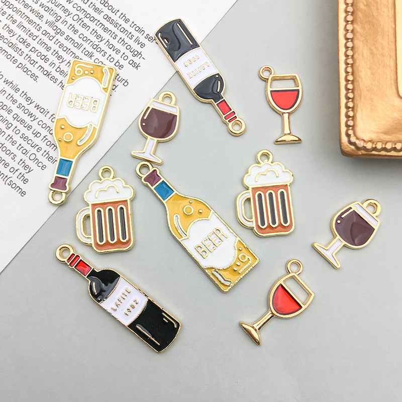 10pcs/lot Enamel Charms Red Wi - Wine Beer Mix recension och pris