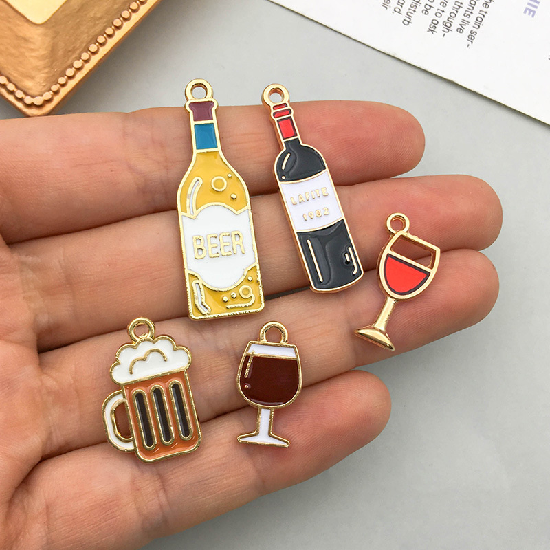 10pcs/lot Enamel Charms Red Wi - Wine Beer Mix recension och pris