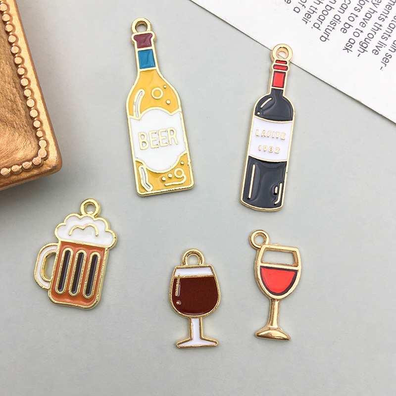 10pcs/lot Enamel Charms Red Wi - Wine Beer Mix recension och pris