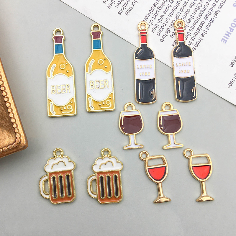 10pcs/lot Enamel Charms Red Wi - Wine Beer Mix recension och pris