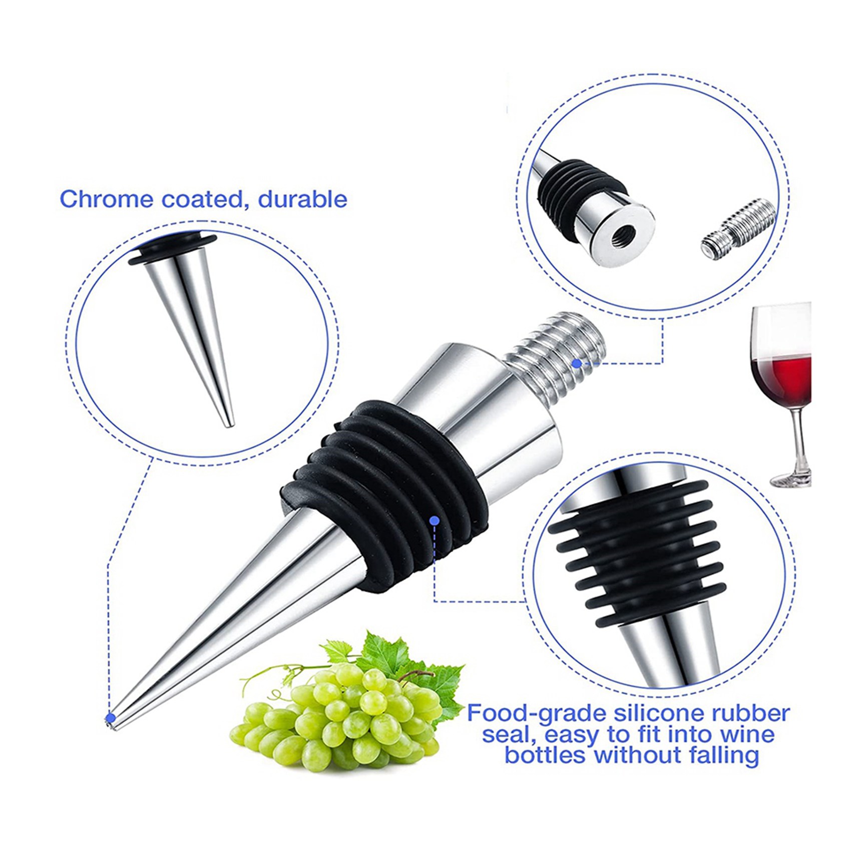 AB34-12 Pieces Metal Bottle St - Bottle Stopper Set recension och pris