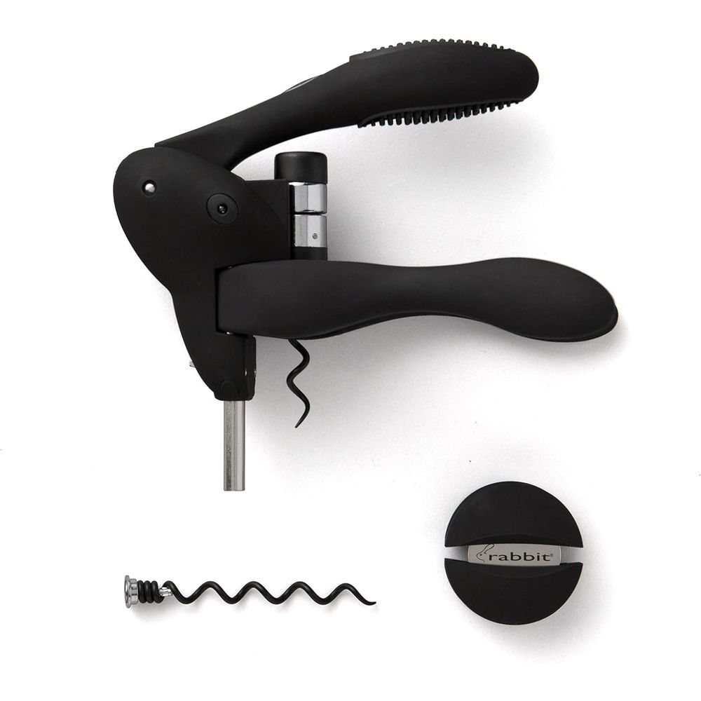Black Wine Corkscrew with Foil - Bottle Stopper Set recension och pris