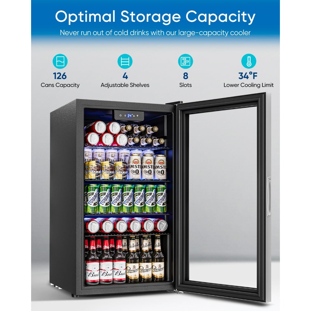 3.2 Cu.Ft Mini Fridge with Gla - Wine Beer Cooler Fridge recension och pris