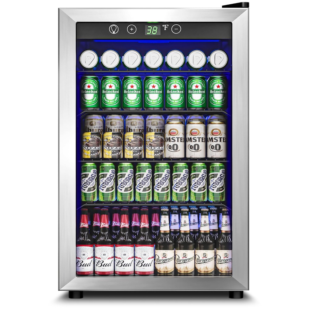 145 Can Mini Fridge Glass Door - Wine Beer Cooler Fridge recension och pris