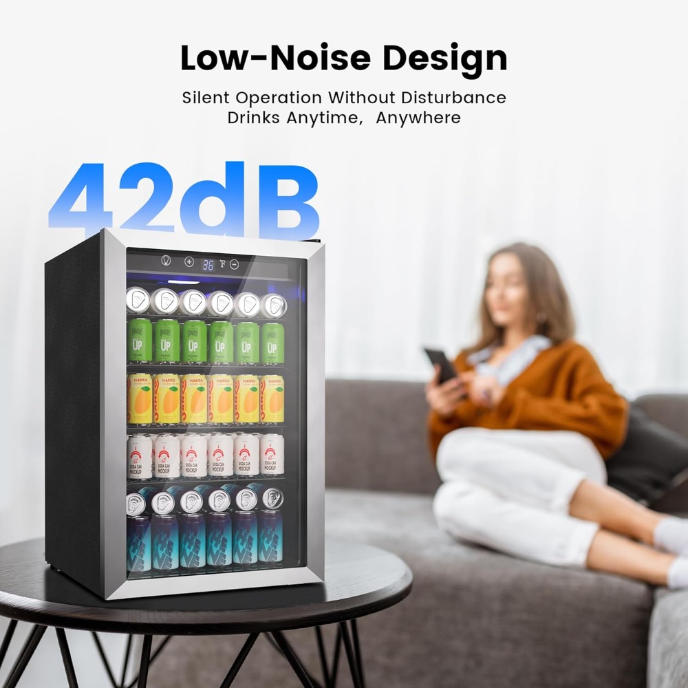 145 Can Mini Fridge Glass Door - Wine Beer Cooler Fridge recension och pris