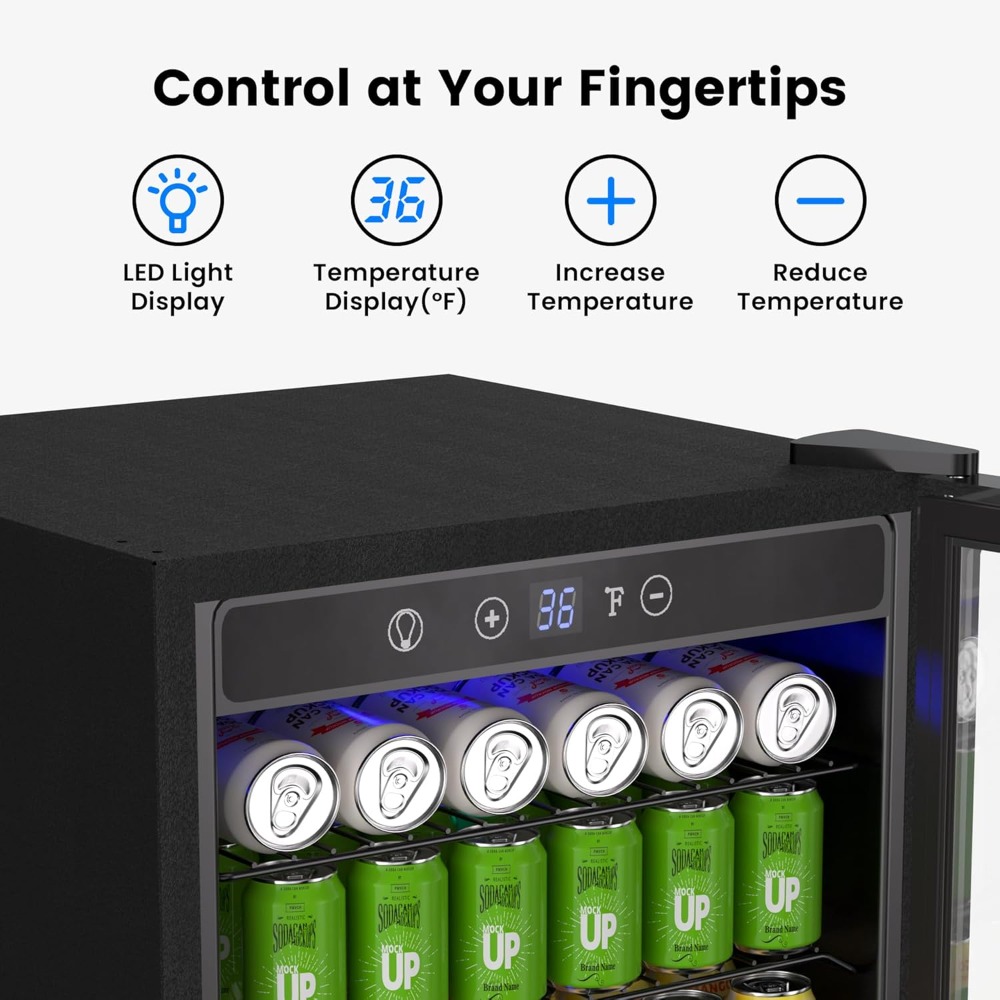 145 Can Mini Fridge Glass Door - Wine Beer Cooler Fridge recension och pris