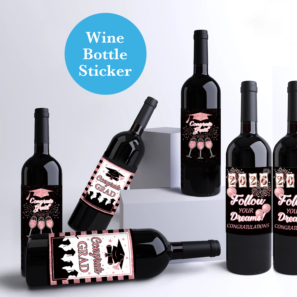 6pcs Congrats Grad Class 2026  - Wine Beer Bottle recension och pris